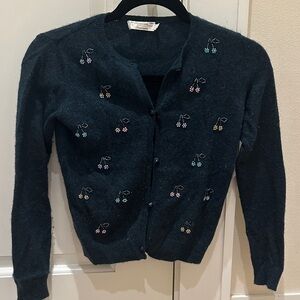 Bonpoint Dark Teal Embroidered Sweater